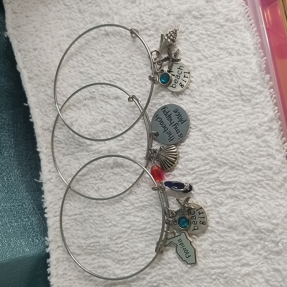 3 Beach Theme /Alex & Ani style Bangles